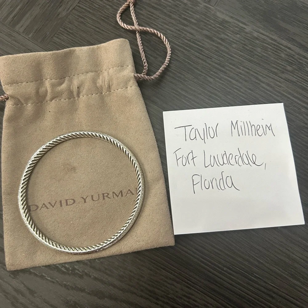 David Yurman Sterling Silver Bangle Cable Bracelet - Picture 2 of 8